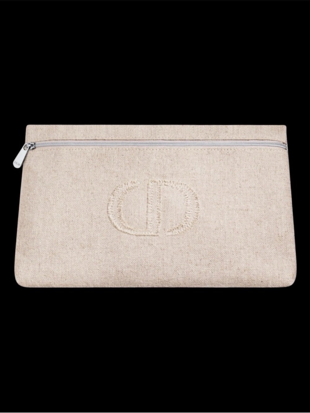 Beige-Hemp (Embroidered) Dior Beauty Large Cosmetic-Makeup Bag